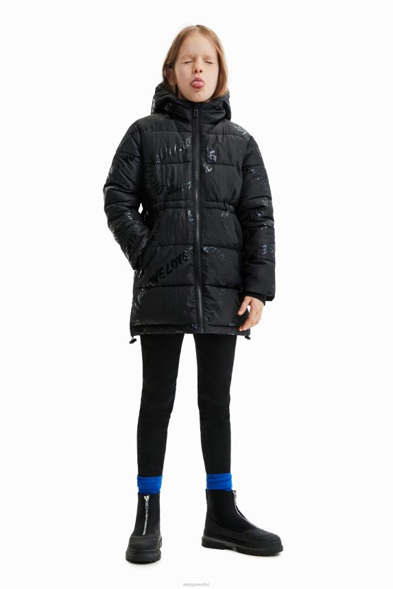 Girl DesigualLong padded coat with text Clothing 68X2401764