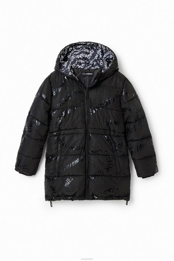 Girl DesigualLong padded coat with text Clothing 68X2401764