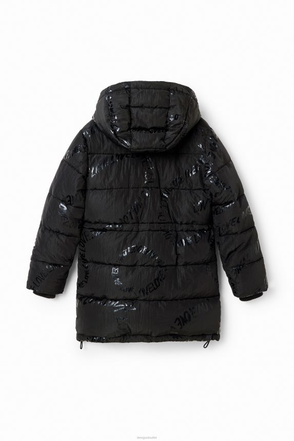 Girl DesigualLong padded coat with text Clothing 68X2401764