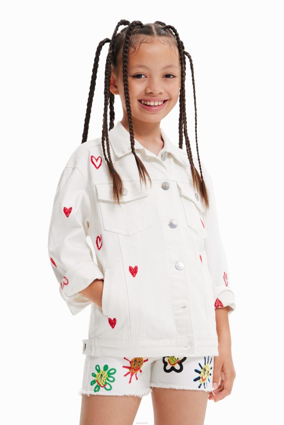 Girl DesigualOversize heart denim jacket Clothing 68X2401825