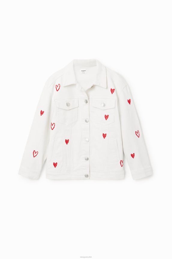 Girl DesigualOversize heart denim jacket Clothing 68X2401825