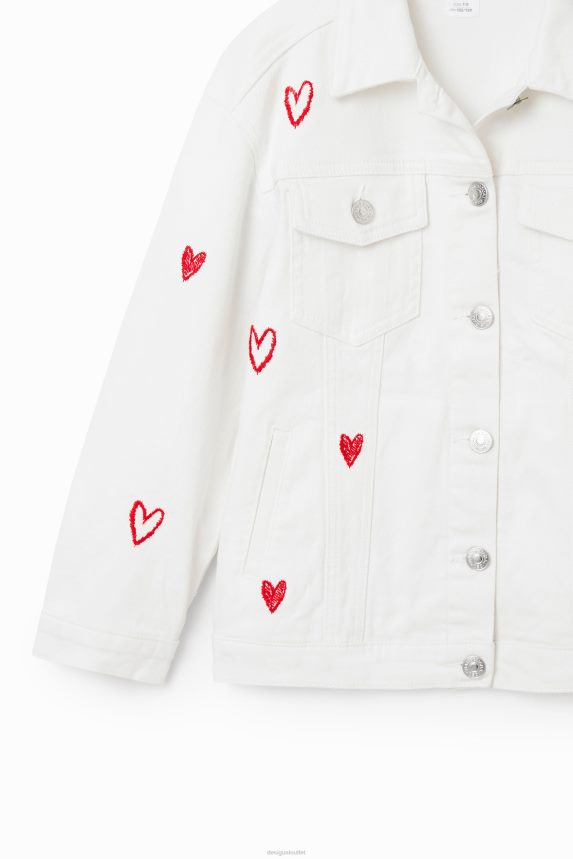 Girl DesigualOversize heart denim jacket Clothing 68X2401825
