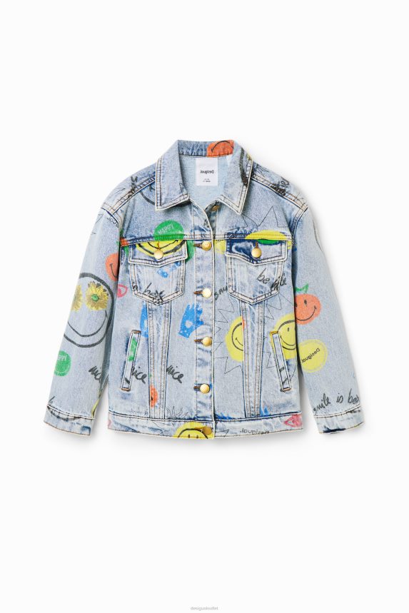 Girl DesigualSmiley denim jacket Clothing 68X2401165