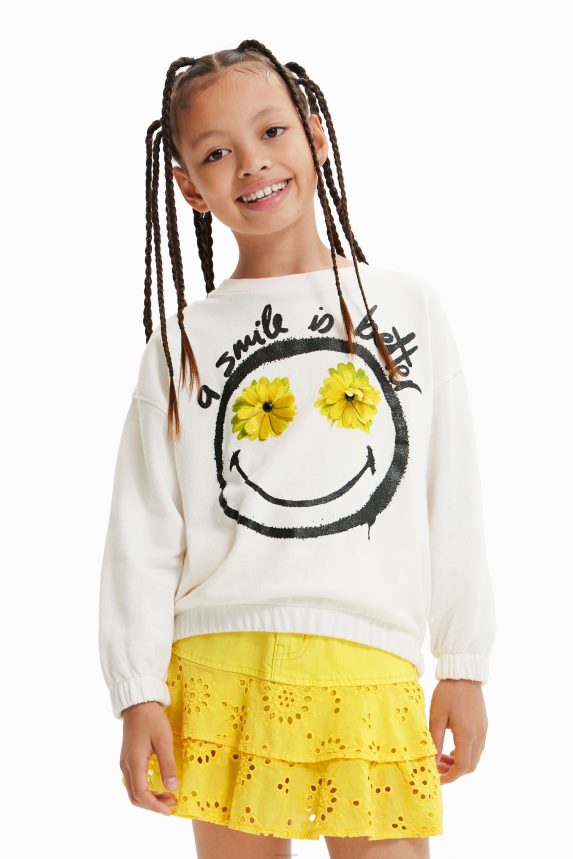 Girl DesigualSmiley flower sweatshirt Clothing 68X2401148
