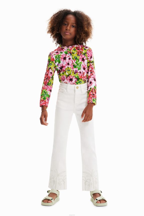 Girl DesigualEmbroidered long flare jeans Clothing 68X2401850