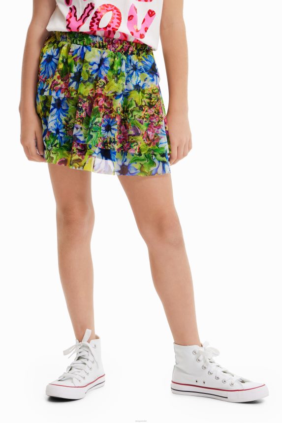 Girl DesigualFloral ruffled tulle mini skirt Clothing 68X2401139