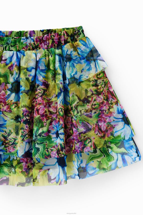 Girl DesigualFloral ruffled tulle mini skirt Clothing 68X2401139