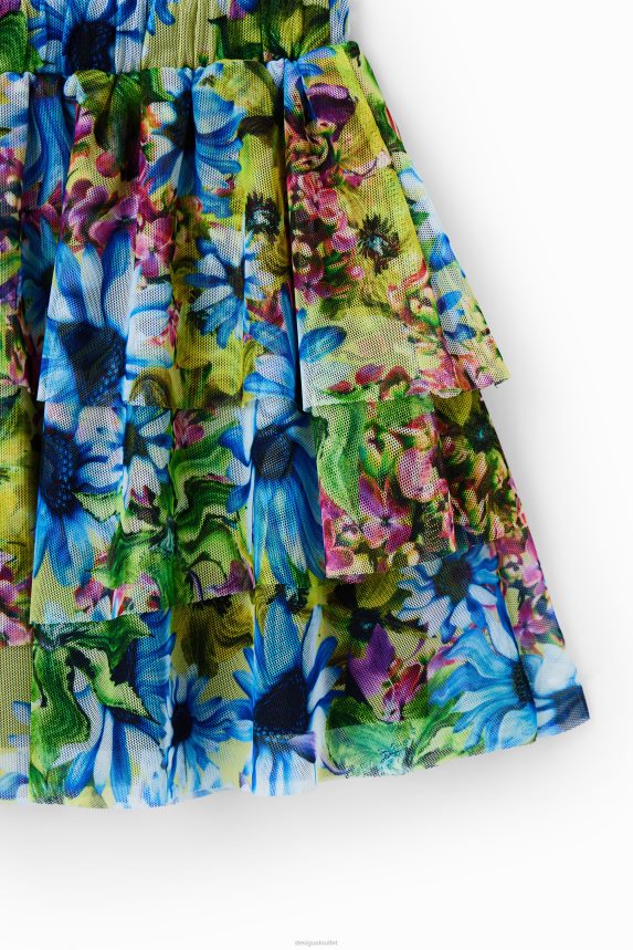 Girl DesigualFloral ruffled tulle mini skirt Clothing 68X2401139