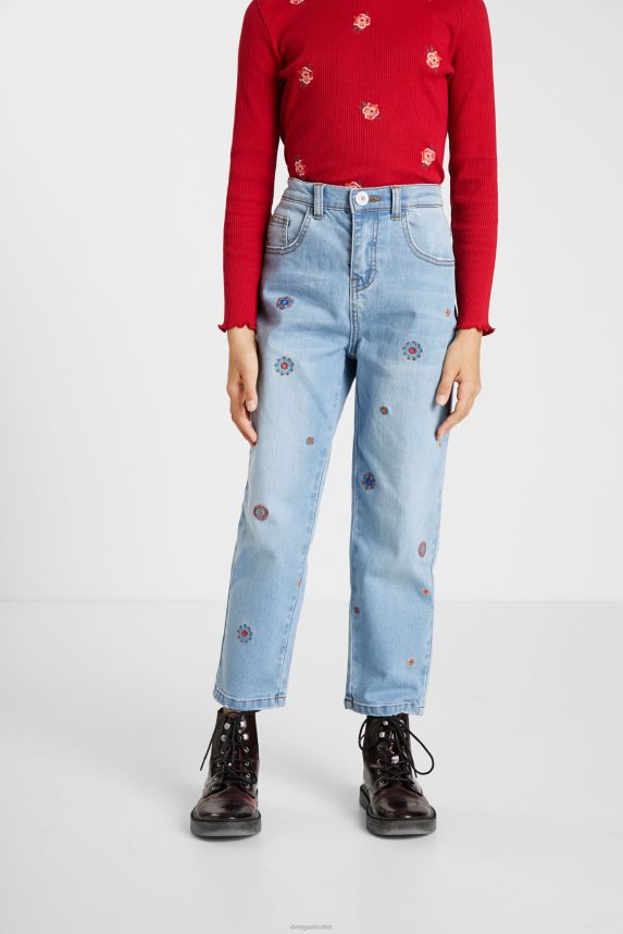 Girl DesigualMum fit embroidered jeans Clothing 68X2401892