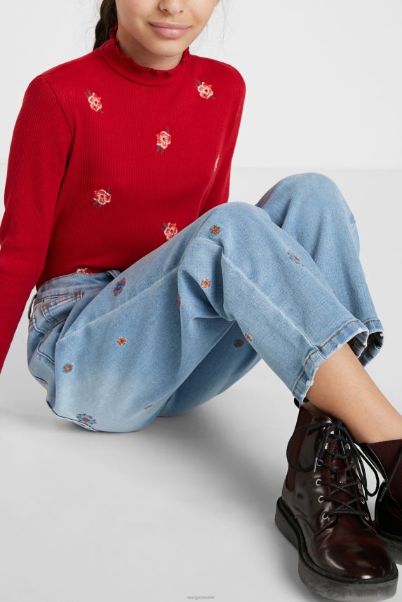 Girl DesigualMum fit embroidered jeans Clothing 68X2401892