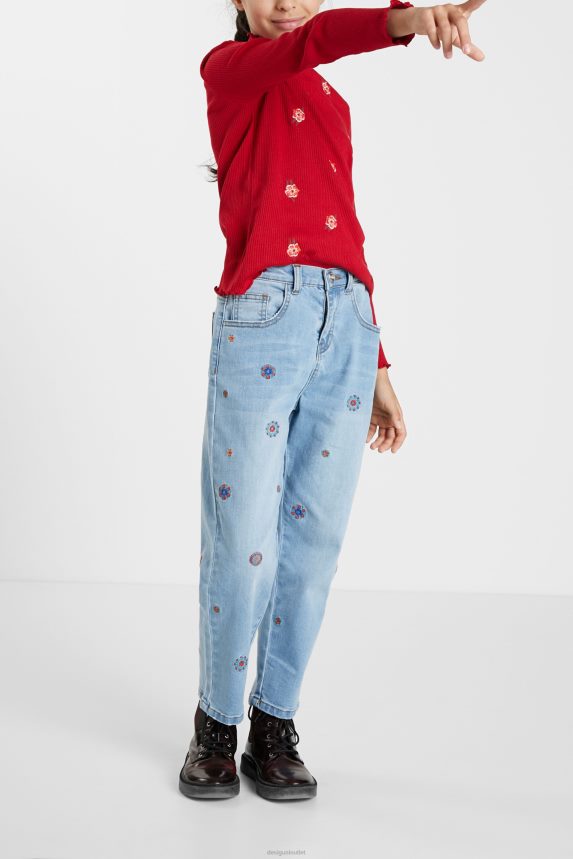 Girl DesigualMum fit embroidered jeans Clothing 68X2401892