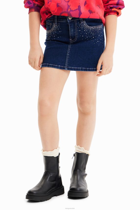 Girl DesigualRhinestone denim mini skirt Clothing 68X2401712