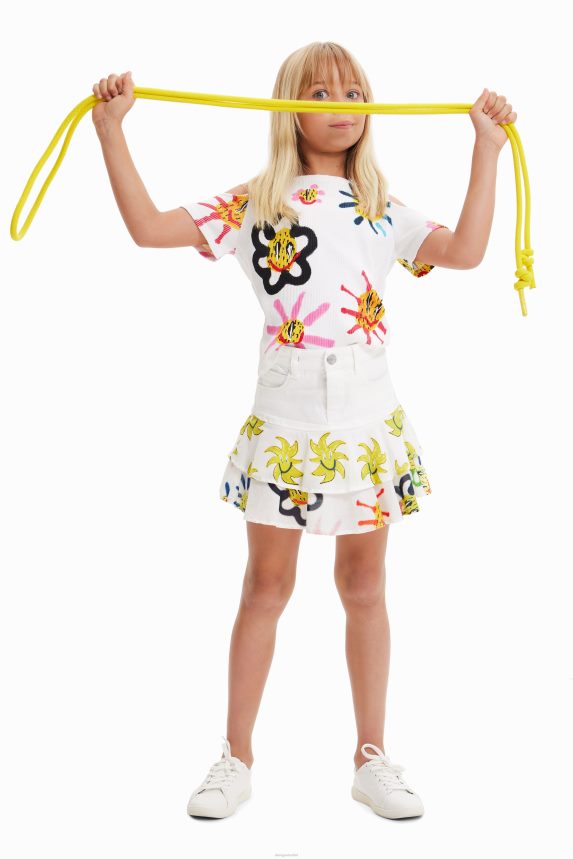 Girl DesigualSun ruffle denim mini skirt Clothing 68X2401815