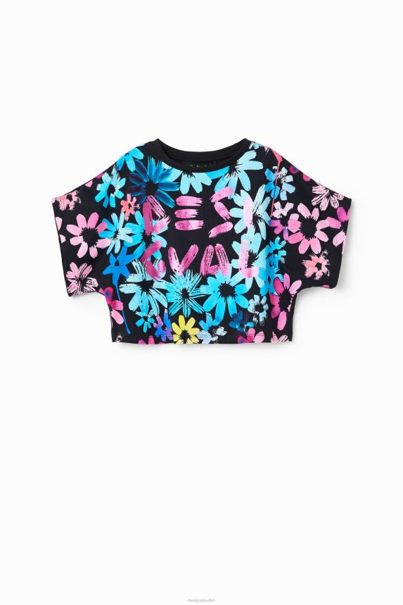 Girl DesigualCropped floral T-shirt Clothing 68X2401879