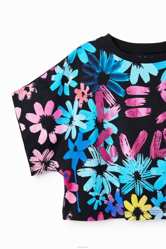 Girl DesigualCropped floral T-shirt Clothing 68X2401879