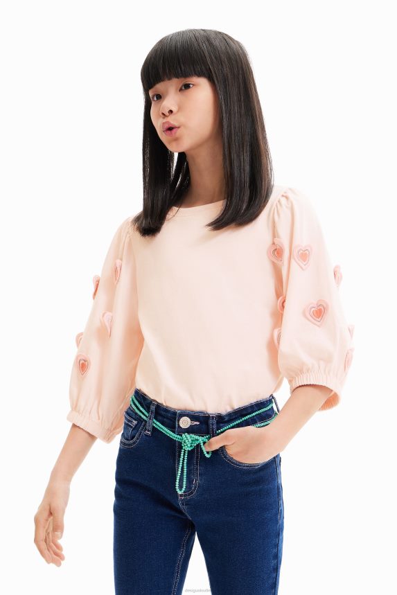 Girl DesigualPuff-sleeve heart T-shirt Clothing 68X2401748