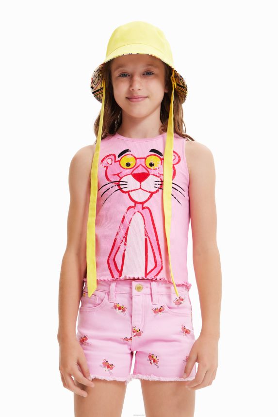 Girl DesigualRibbed Pink Panther T-shirt Clothing 68X2401807