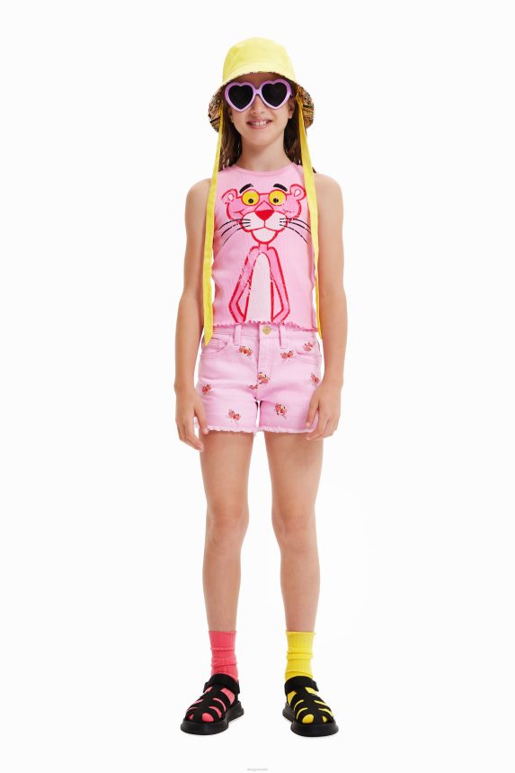 Girl DesigualRibbed Pink Panther T-shirt Clothing 68X2401807