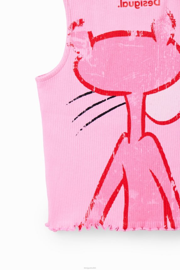 Girl DesigualRibbed Pink Panther T-shirt Clothing 68X2401807