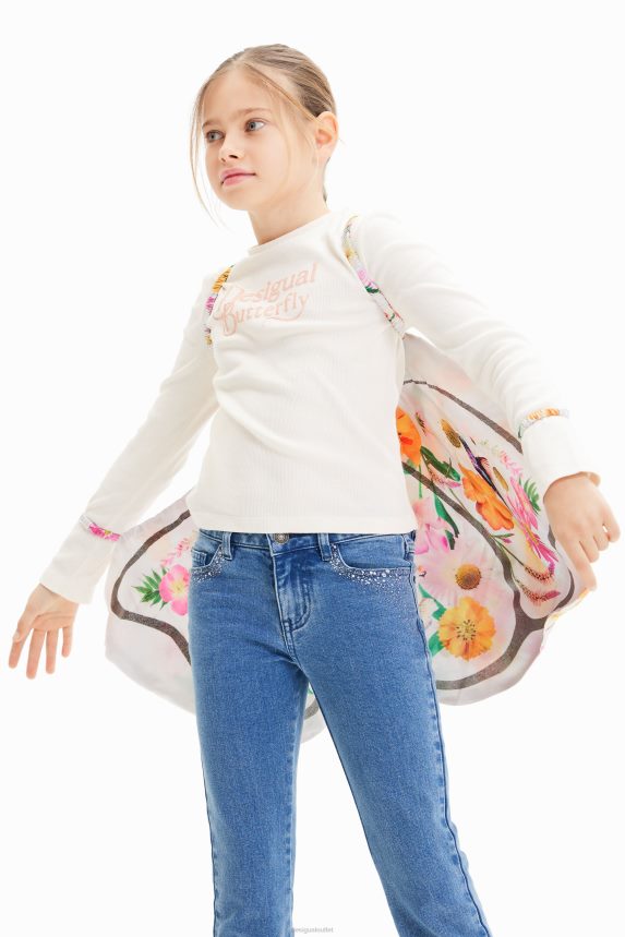 Girl DesigualRibbed butterfly wings T-shirt Clothing 68X2401718