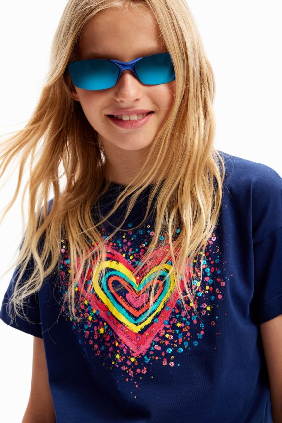 Girl DesigualSequinned heart t-shirt Clothing 68X2401755