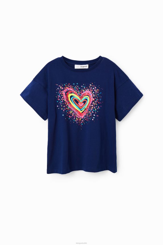 Girl DesigualSequinned heart t-shirt Clothing 68X2401755