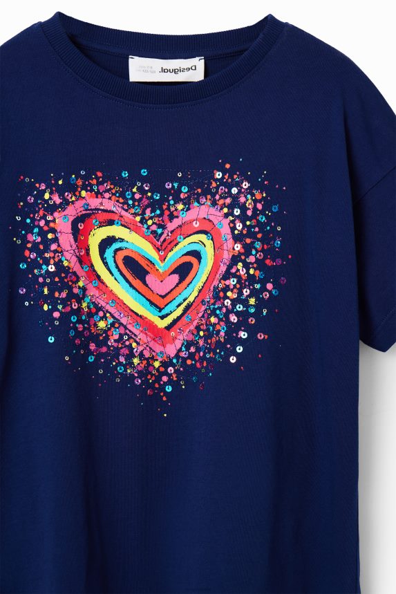 Girl DesigualSequinned heart t-shirt Clothing 68X2401755