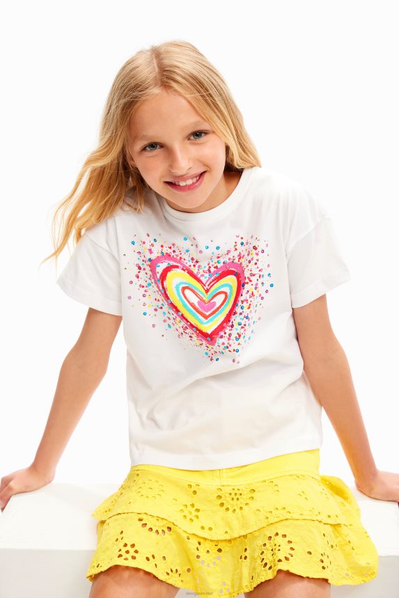 Girl DesigualSequinned heart t-shirt Clothing 68X2401762