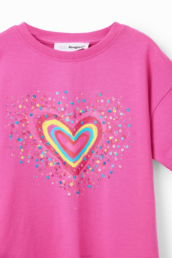 Girl DesigualSequinned heart t-shirt Clothing 68X2401832
