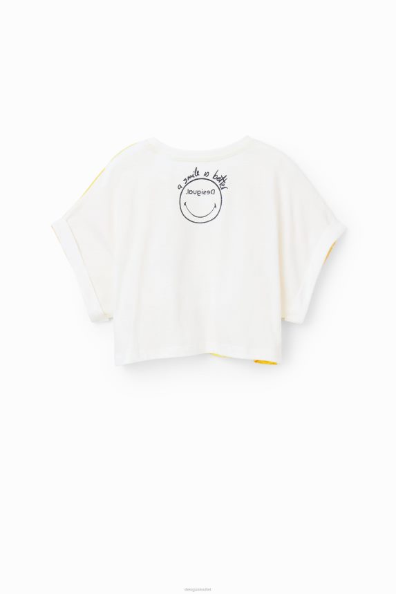 Girl DesigualSmiley lemon cropped T-shirt Clothing 68X2401805