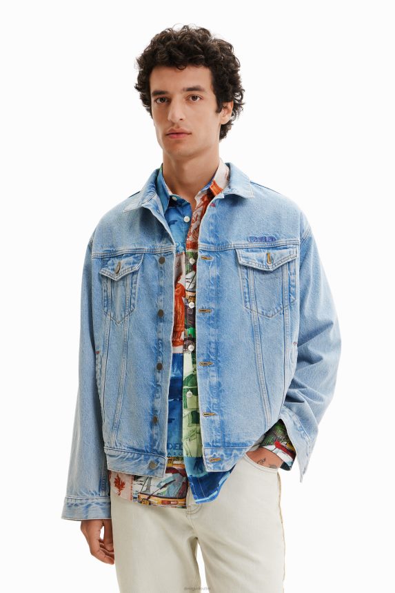 Men DesigualEmbroidered denim trucker jacket Clothing 68X2401636