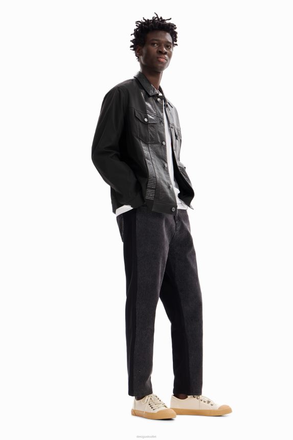 Men DesigualLeather trucker jacket Clothing 68X2401587