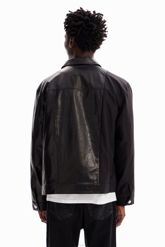 Men DesigualLeather trucker jacket Clothing 68X2401587