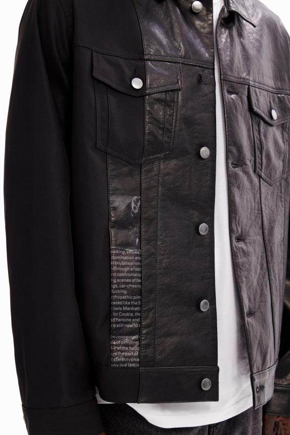 Men DesigualLeather trucker jacket Clothing 68X2401587