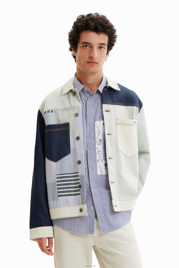 Men DesigualPatchwork denim overshirt Clothing 68X2401623