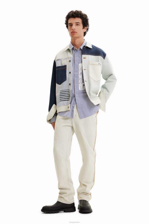 Men DesigualPatchwork denim overshirt Clothing 68X2401623