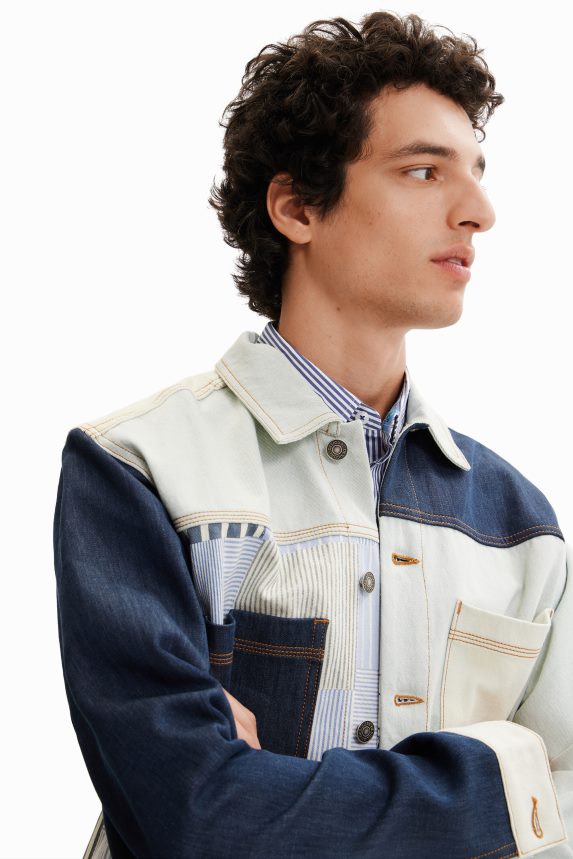Men DesigualPatchwork denim overshirt Clothing 68X2401623