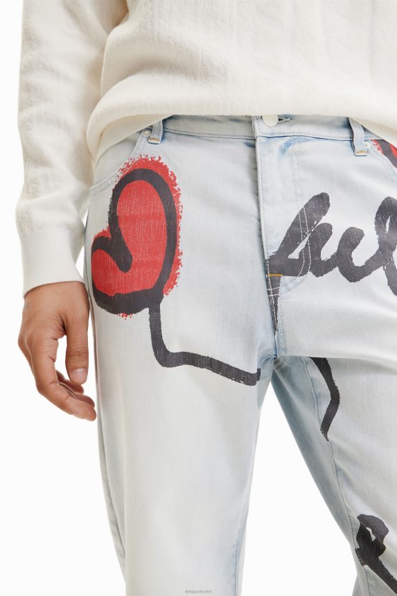 Men DesigualHeart straight jeans Clothing 68X2401522