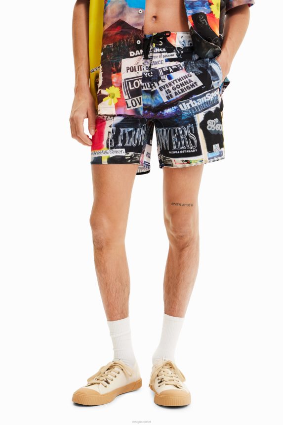 Men DesigualNewspaper swim shorts Clothing 68X2401674