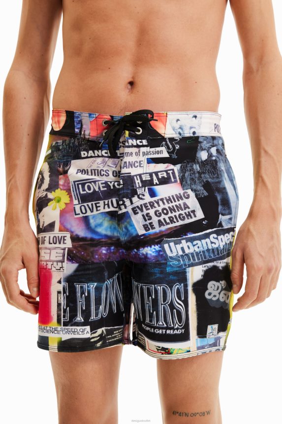 Men DesigualNewspaper swim shorts Clothing 68X2401674