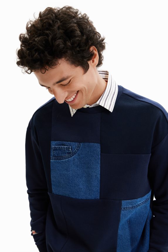 Men DesigualDenim patchwork sweatshirt Clothing 68X2401529