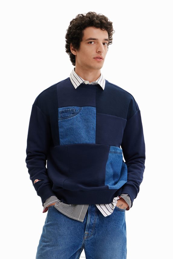 Men DesigualDenim patchwork sweatshirt Clothing 68X2401529