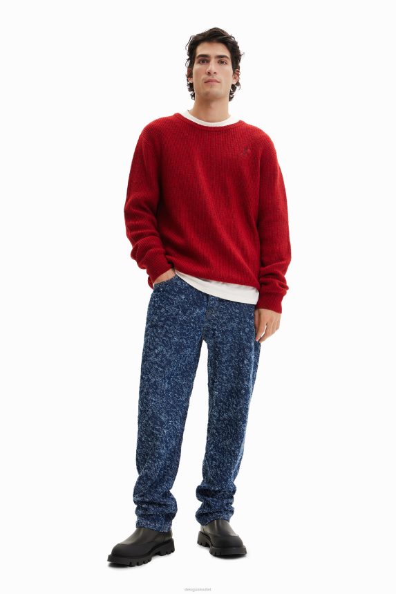 Men DesigualEmbroidered ribbed pullover Clothing 68X2401532