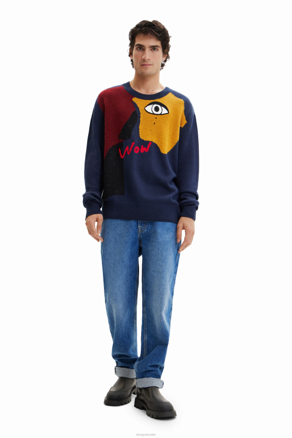 Men DesigualFine knit eye pullover Clothing 68X2401584