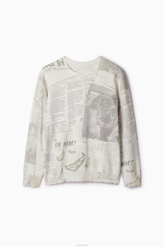 Men DesigualFine newspaper pullover Clothing 68X2401662