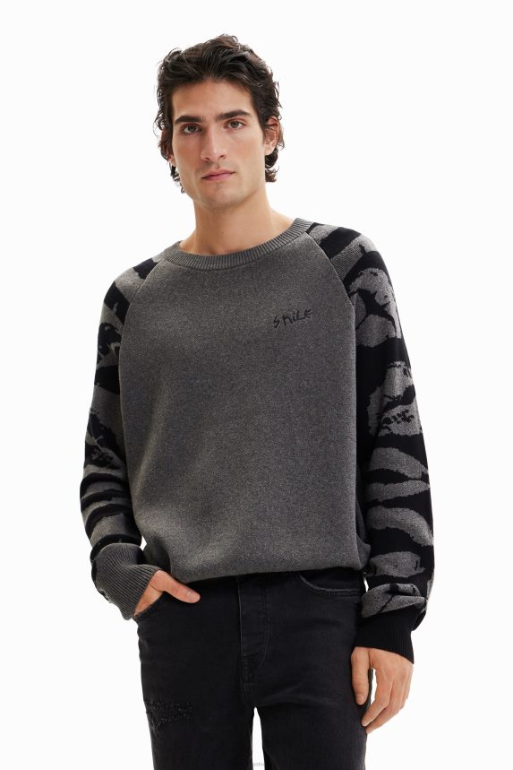 Men DesigualJacquard animal-print pullover Clothing 68X2401564