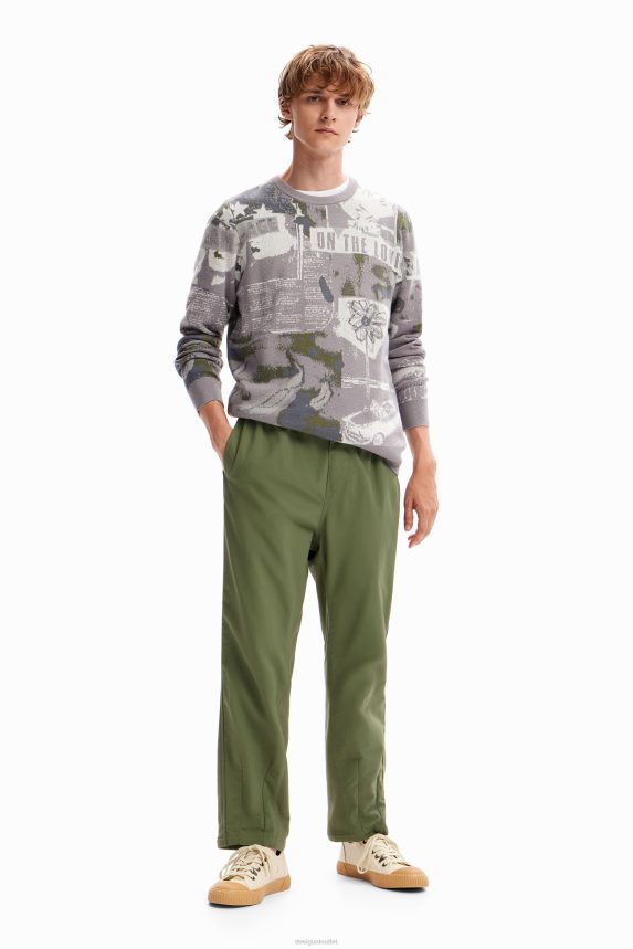 Men DesigualJacquard newspaper pullover Clothing 68X2401538