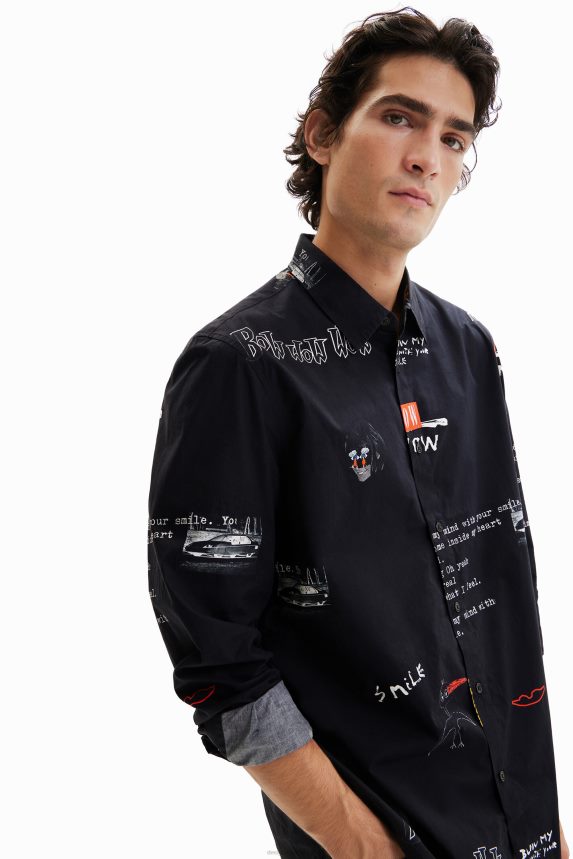 Men DesigualArty message shirt Clothing 68X2401525