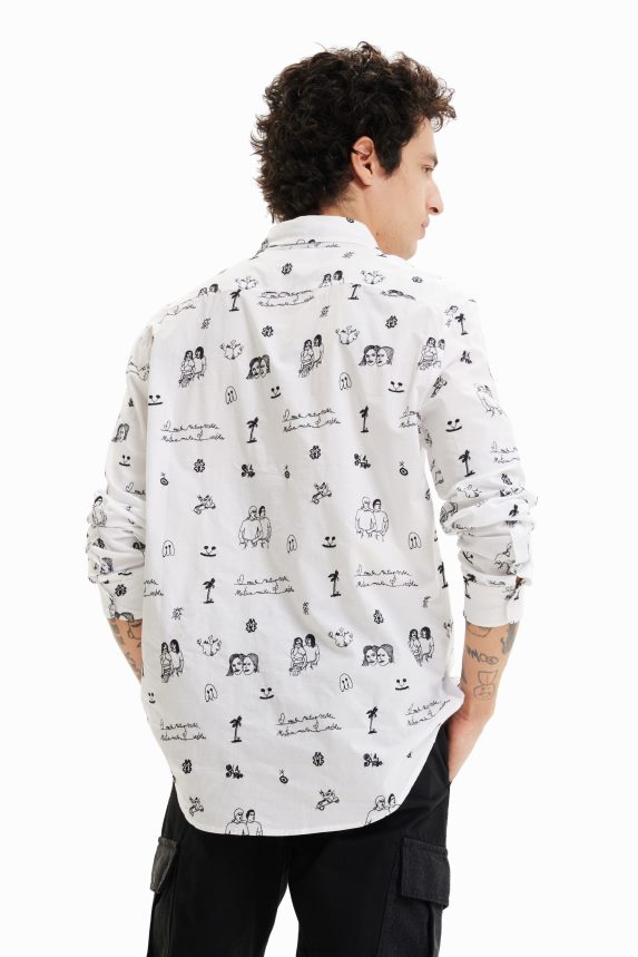 Men DesigualEmbroidered voile shirt Clothing 68X2401657