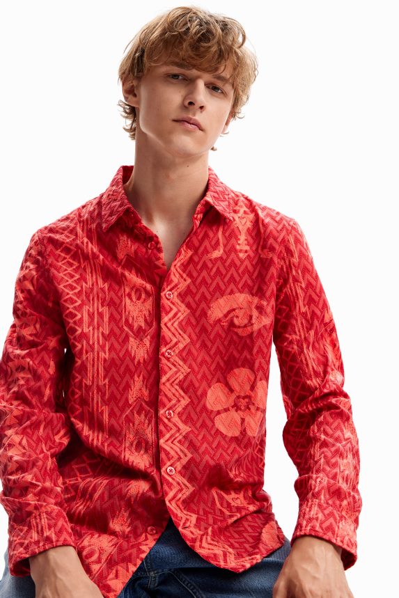 Men DesigualGeometric textured shirt Clothing 68X2401589